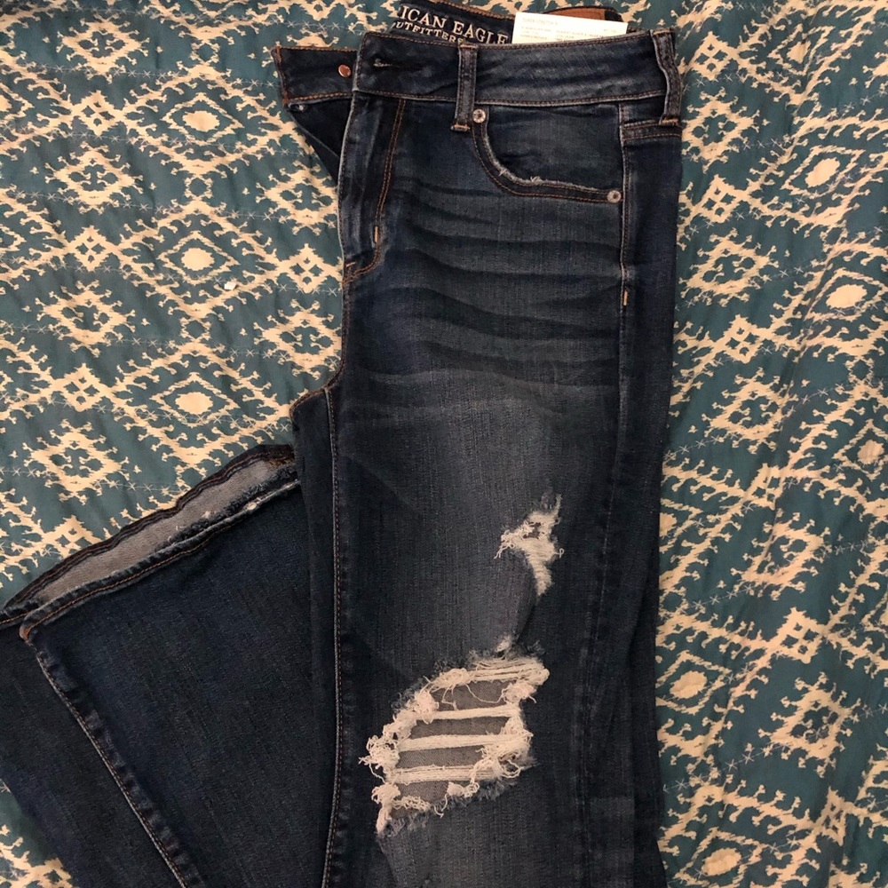 Women’s AEO super stretch hi rise slim flare- 10S